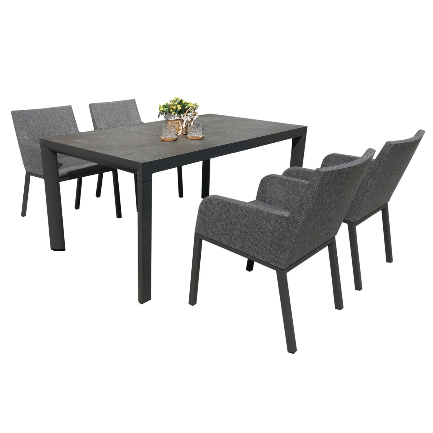 Royal Seasons RONDA Dining Set Met 4 Stoelen 1 Royal Seasons RONDA Dining Set Met 4 Stoelen